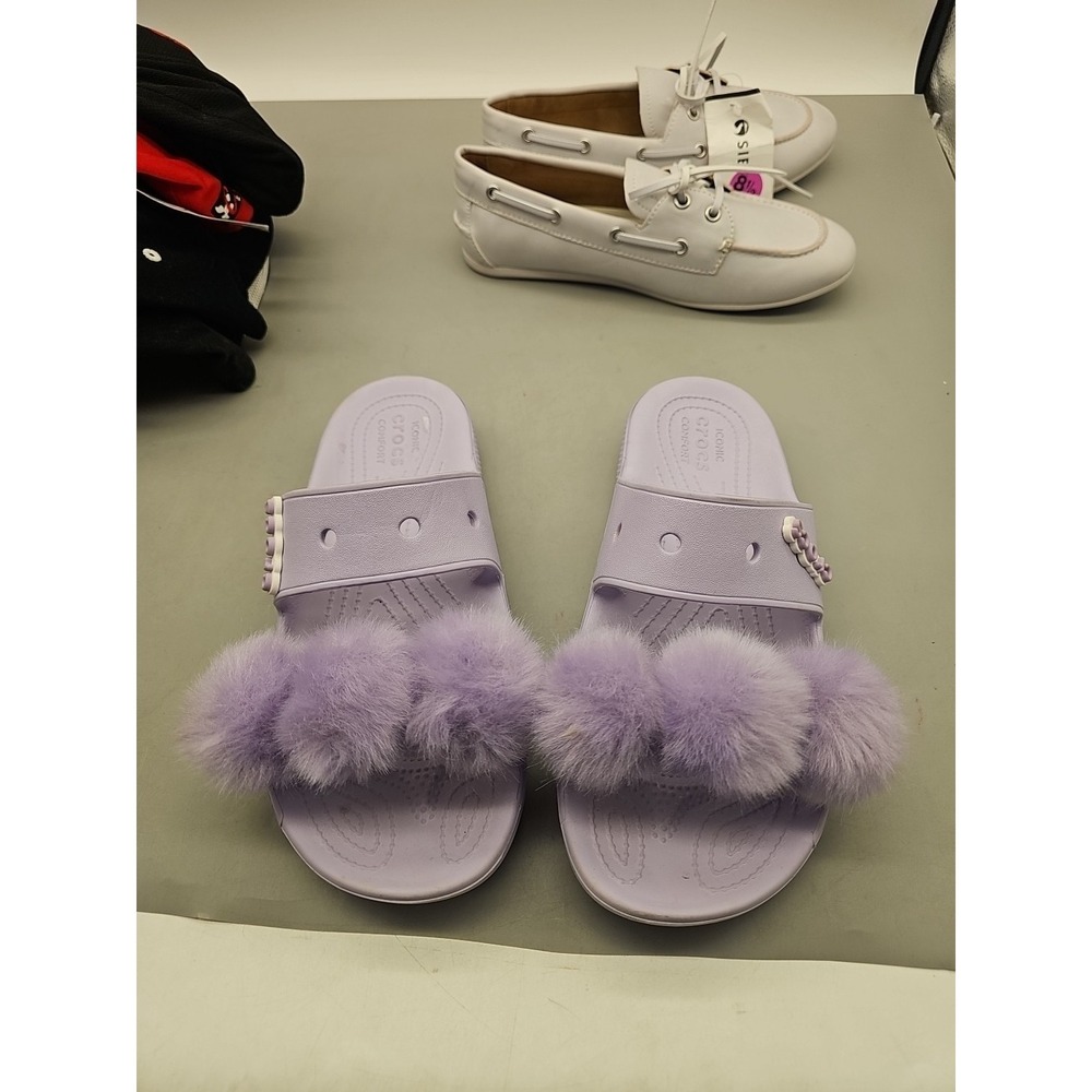 Crocs Womens Size 10 Classic Lavender Fur Sure Slip On Sandal Comfort Shoes